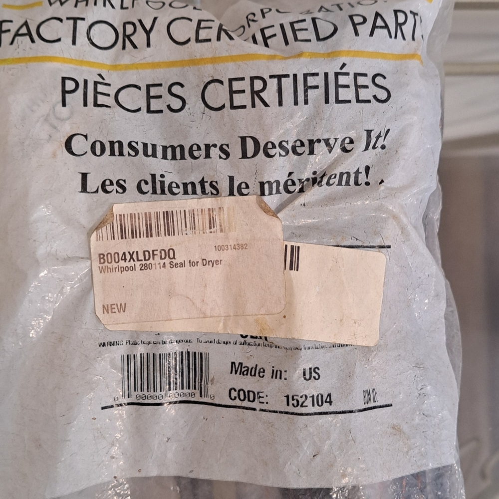 NWT- Whirlpool Dryer Door Seal With Adhesive, #280114. - Picture 3 of 3